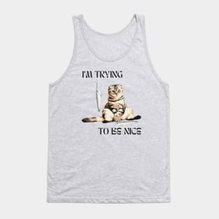 HUMOROUS CAT ILLUSTRATION Tank Top